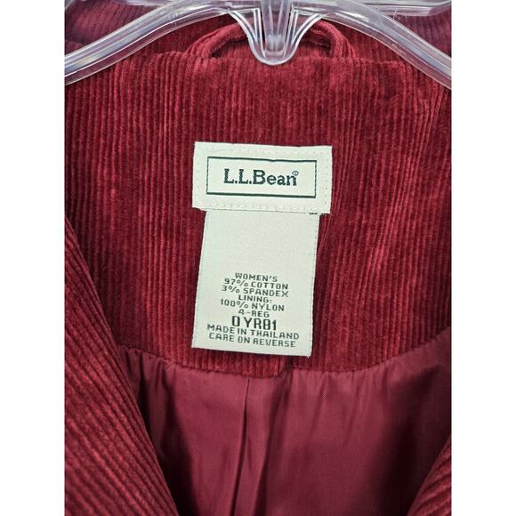 LL.Bean red corduroy vintage 90s button blazer coat cotton 4 regular. - Picture 5 of 6